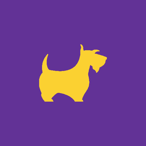 Scottie dog logo in purple